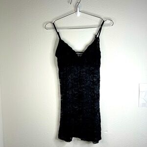 Black Sheer Lace Slip Dress - Size Small
